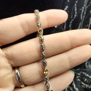 Judith Jack Bracelet Tear Drop Citrine Sterling Silver Marcasite Bracelet!